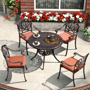 4 Seater Cast Aluminum Patio Furniture Unfolded All Weather Aluminium Garden Furniture