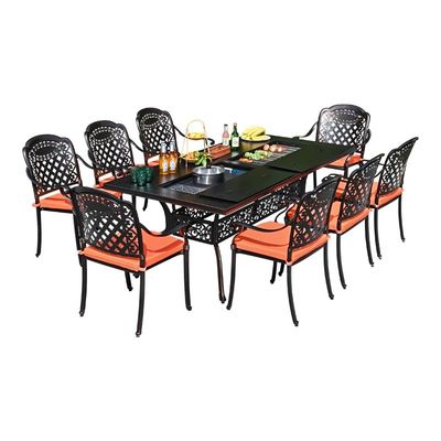 Outdoor Cast Aluminum BBQ Table and Chairs Set (Seats 2-10 People)
