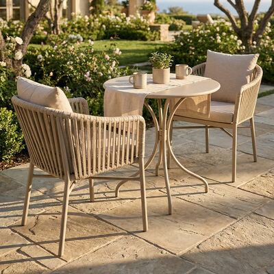 Commercial Outdoor Rope Bistro Set with Powder-Coated Aluminum Alloy Frame and Weather-Resistant Olefin Braided Rope